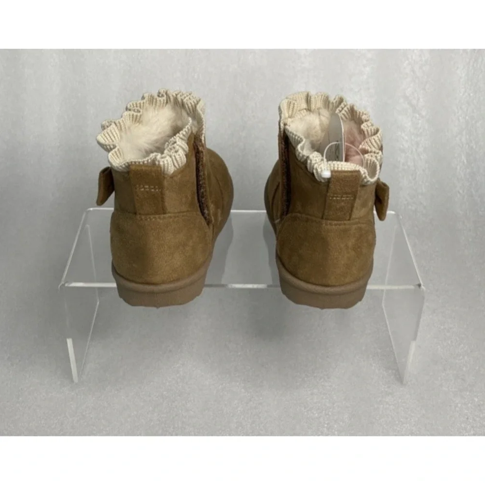 Wonder Nation Faux Suede Fur Brown Bow Shearling Boots Toddler Girls‎ Size 6 NEW